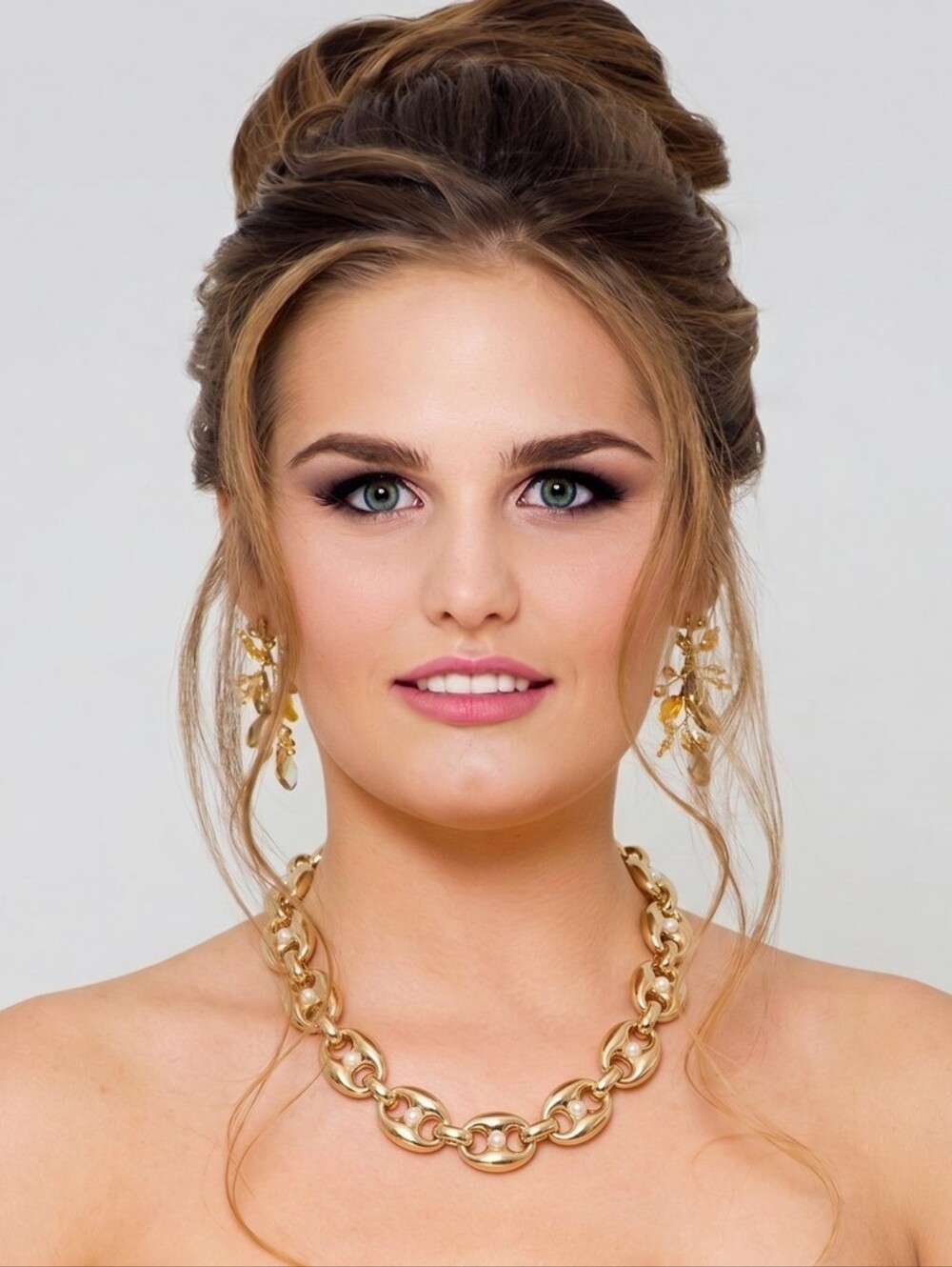 💛▪️House Of Harlow ▪️1960 Beautiful Gold Tone Mariner Puff  16" Link NECKLACE